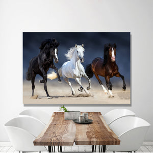 Canvas Wall Art: 3 Mane Horses (48"x32")