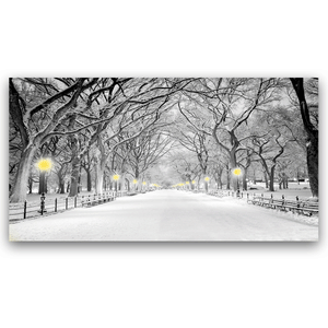 Canvas Wall Art: "Central Park Lit Up in Yellow," (58w x 28")