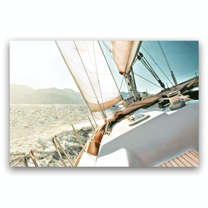 Canvas Wall Art: "Yachting Against the Roaring Waves of the Ocean" (48"x32")