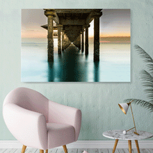 Load image into Gallery viewer, Canvas Wall Art: &quot;The Wood Jetty On The Beach Into The Tropical Sea&quot; (48&quot;x32&quot;)

