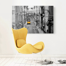 Load image into Gallery viewer, Canvas Wall Art: &quot;Yellow Tram Car in the Streets of Lisbon&quot; (48&quot;x32&quot;)
