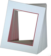 Load image into Gallery viewer, 25-Packs of White Over Black and White Over Red Double Picture Mats with Openings in Various Sizes

