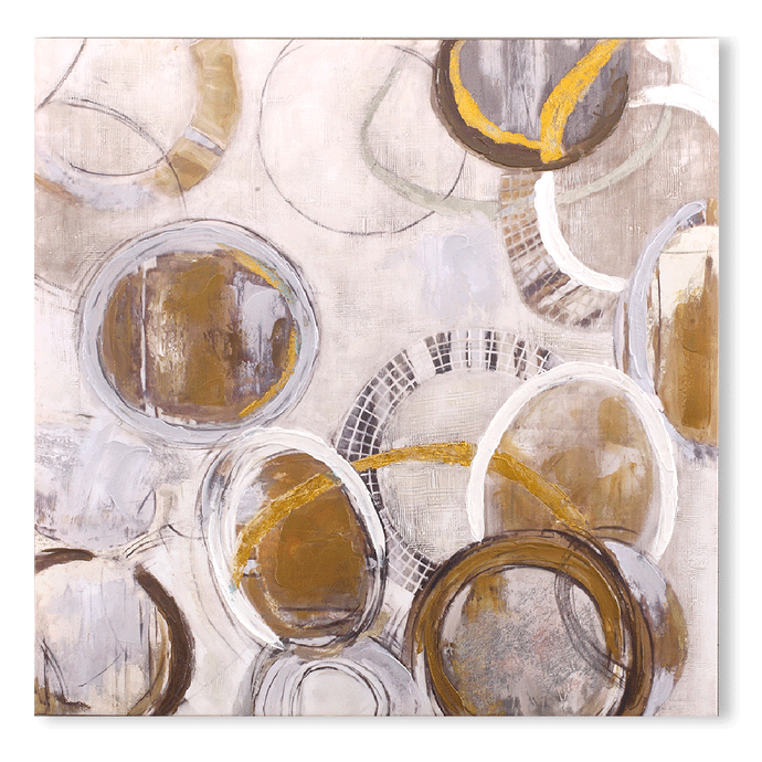 Canvas Wall Art:  The Circles of Beige Abstract Art Painting (36