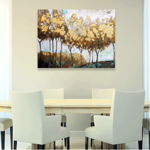 Canvas Wall Art: The Abstract Forest of Golden Trees Painting (48"x36")