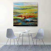 Load image into Gallery viewer, Canvas Wall Art: Abstract Art by the Beach Painting (36"x36")