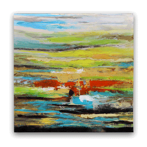 Canvas Wall Art: Abstract Art by the Beach Painting (36"x36")
