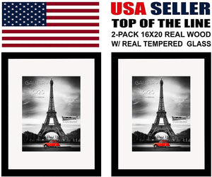 Studio 500 2-Piece Value Pack~16"x20" Luxury Wall Mounted Matte Bordered Picture Frames in Black or White