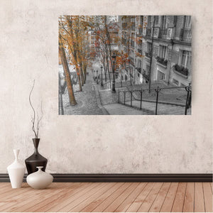 Canvas Wall Art: A Romantic Moment in Montmartre, Paris, the City of Love (48"x32")