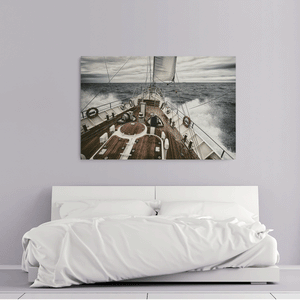 Canvas Wall Art: The Storm that Rocks the Sailing Yacht (48"x32")