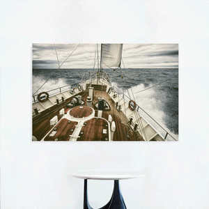 Canvas Wall Art: The Storm that Rocks the Sailing Yacht (48"x32")