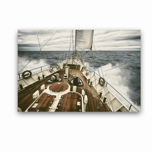 Canvas Wall Art: The Storm that Rocks the Sailing Yacht (48"x32")