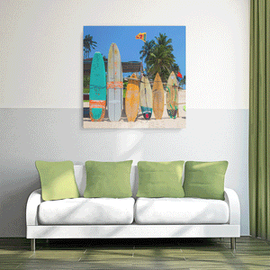 Canvas Wall Art: The Surfer Dude's Surf Boards" (32"x32")