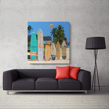 Load image into Gallery viewer, Canvas Wall Art: The Surfer Dude&#39;s Surf Boards&quot; (32&quot;x32&quot;)
