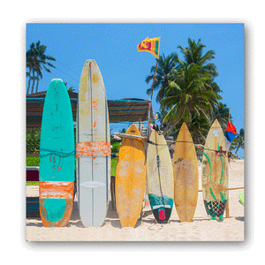 Canvas Wall Art: The Surfer Dude's Surf Boards" (32"x32")