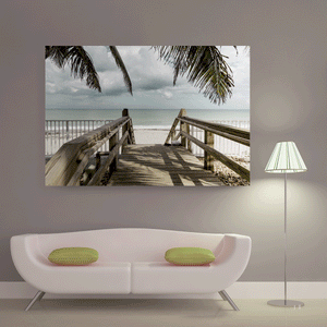 Canvas Wall Art: The Boardwalk to the Majestic Ocean (48"x32")