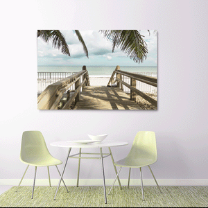 Canvas Wall Art: The Boardwalk to the Majestic Ocean (48"x32")
