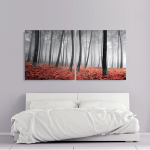 Canvas Wall Art: The Mysterious Forest; 2 panels (total size 60"x30")