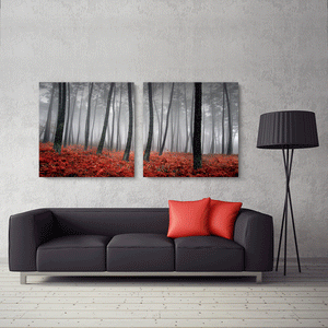 Canvas Wall Art: The Mysterious Forest; 2 panels (total size 60"x30")