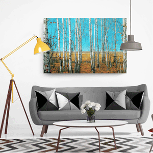 Canvas Wall Art: The Forest of Birch Trees in Autumn (48"x32")