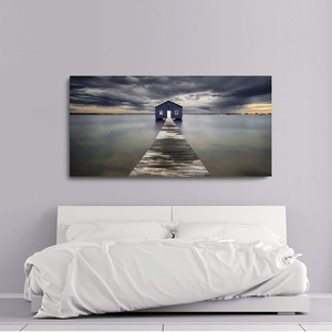 Canvas Wall Art: The Boardwalk to the Stormy Jetty (58"x28")