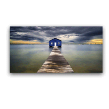 Load image into Gallery viewer, Canvas Wall Art: The Boardwalk to the Stormy Jetty (58&quot;x28&quot;)
