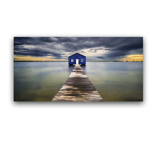 Canvas Wall Art: The Boardwalk to the Stormy Jetty (58"x28")