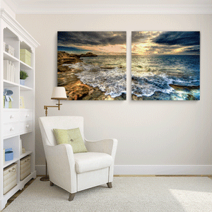 Canvas Wall Art: The Majestic Ocean; 2 panels (total size 60"x30")