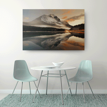 Load image into Gallery viewer, Canvas Wall Art: The Majestic Rocky Mountain Reflection at Sunset (48&quot;x32&quot;)
