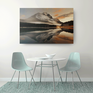 Canvas Wall Art: The Majestic Rocky Mountain Reflection at Sunset (48"x32")