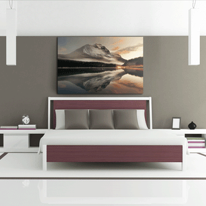 Canvas Wall Art: The Majestic Rocky Mountain Reflection at Sunset (48"x32")