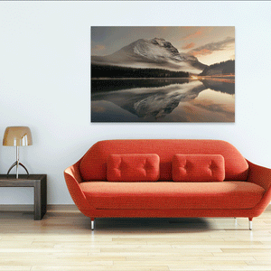 Canvas Wall Art: The Majestic Rocky Mountain Reflection at Sunset (48"x32")