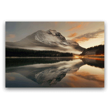 Load image into Gallery viewer, Canvas Wall Art: The Majestic Rocky Mountain Reflection at Sunset (48&quot;x32&quot;)
