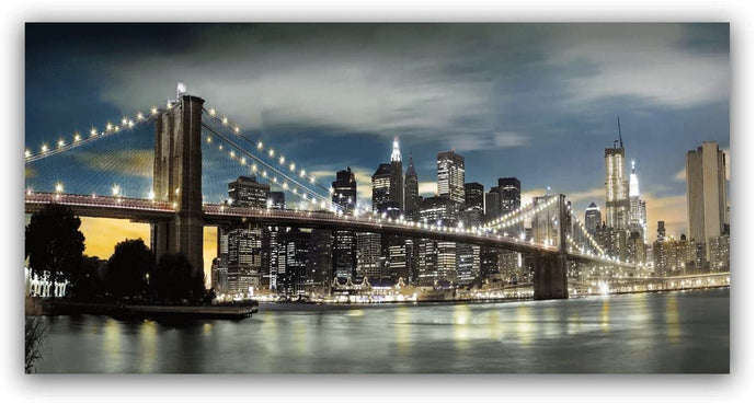 Canvas Wall Art: NYC Brooklyn Bridge at Night (58