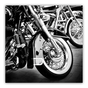 Canvas Wall Art: "The American Motorcycles" in Black and White (32"x32")