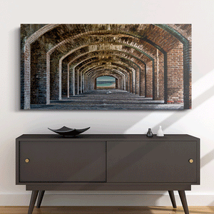 Canvas Wall Art: The Brick Arches to the Key West Ocean (58"x28")