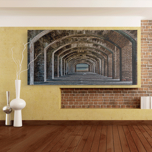 Canvas Wall Art: The Brick Arches to the Key West Ocean (58"x28")