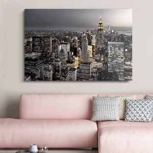 Canvas Wall Art: NYC Skyline at Night (48"x32")