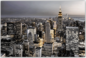 Canvas Wall Art: NYC Skyline at Night (48"x32")