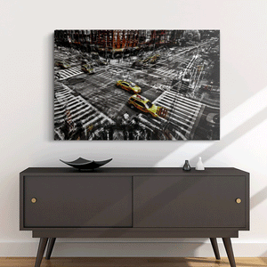 Canvas Wall Art: NYC Yellow Cabs (48"x32")