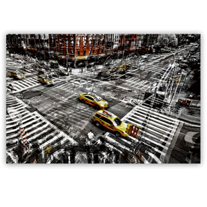 Canvas Wall Art: NYC Yellow Cabs (48"x32")