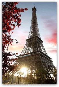 Canvas Wall Art: The Gorgeous Eiffel Tower at Sundown (48"x32")