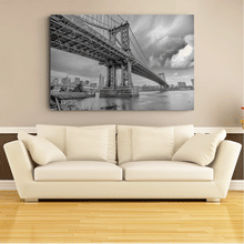 Load image into Gallery viewer, Canvas Wall Art: The Stunning Manhattan Bridge in Black &amp; White (48&quot;x32&quot;)
