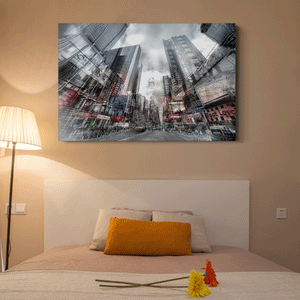 Canvas Wall Art: Times Square, NYC in Color (48"x32")
