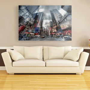 Canvas Wall Art: Times Square, NYC in Color (48"x32")