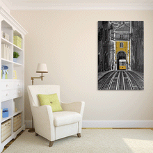 Load image into Gallery viewer, Canvas Wall Art: The Yellow Tram Car (32&quot;x48&quot;)
