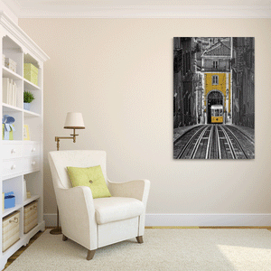 Canvas Wall Art: The Yellow Tram Car (32"x48")
