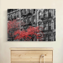 Load image into Gallery viewer, Canvas Wall Art: Red Trees in Paris, the City of Love (48&quot;x32&quot;)
