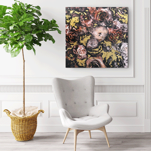 Canvas Wall Art: Nature's Beauty, a Bunch of Roses Painting (36"x36")