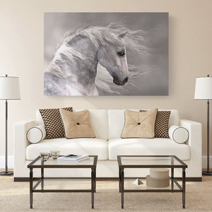 Canvas Wall Art: Natures Beauty the Wild White Stallion (48"x32")