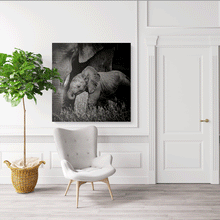 Load image into Gallery viewer, Canvas Wall Art: Natures Beauty, Mama Elephant&#39;s Love to her Baby (32&quot;x32&quot;)
